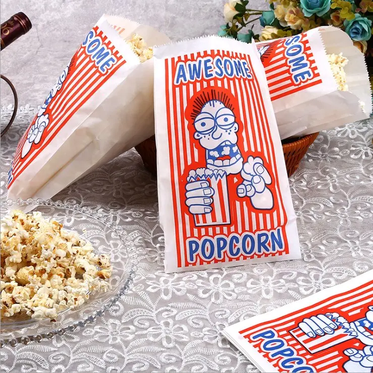 Wholesale new design popcorn food storage packaging bag kraft paper with window