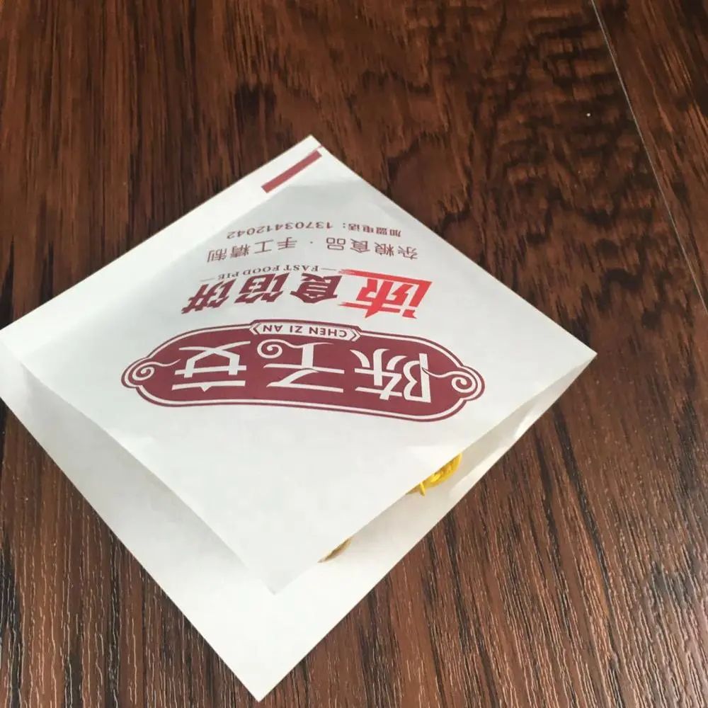 Custom printed food grade Trigon Food Bag bakery doughnut burger wrap Oilproof Paper Bag Export from China