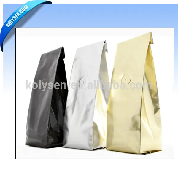 custom printed side gusset coffee packing bags with degassing valve