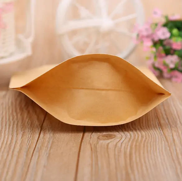 Cheap brown color kraft paper pouch with clear window for food