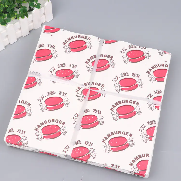 Wax coated wrapping paper for hamburger wrapping