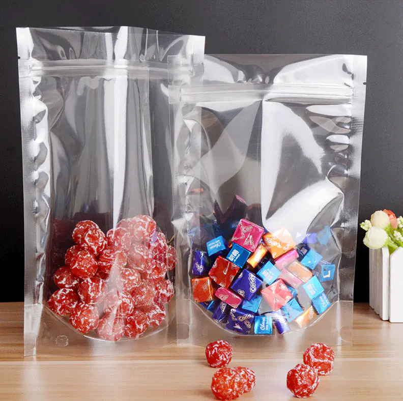 wholesale hot sale plastic transparent self standing up packaging bag