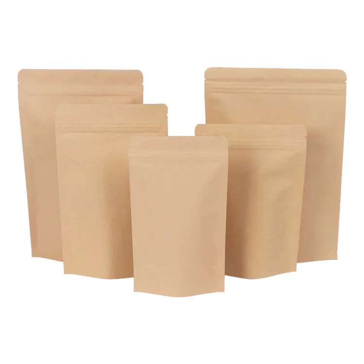 Kraft paper stand up pouch with ziplock for dried fruit