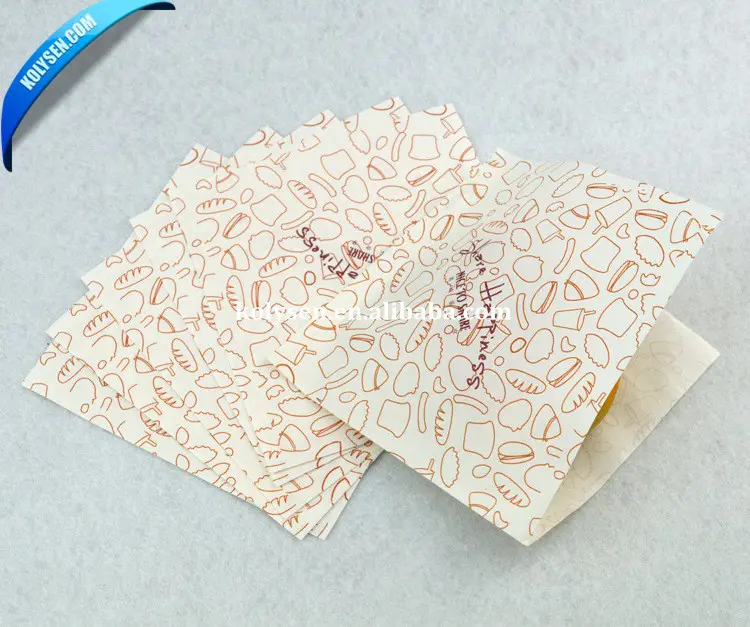 Kolysen custom printed bolsas de papel kebab greaseproof paper bag for hamburger sandwich wrap
