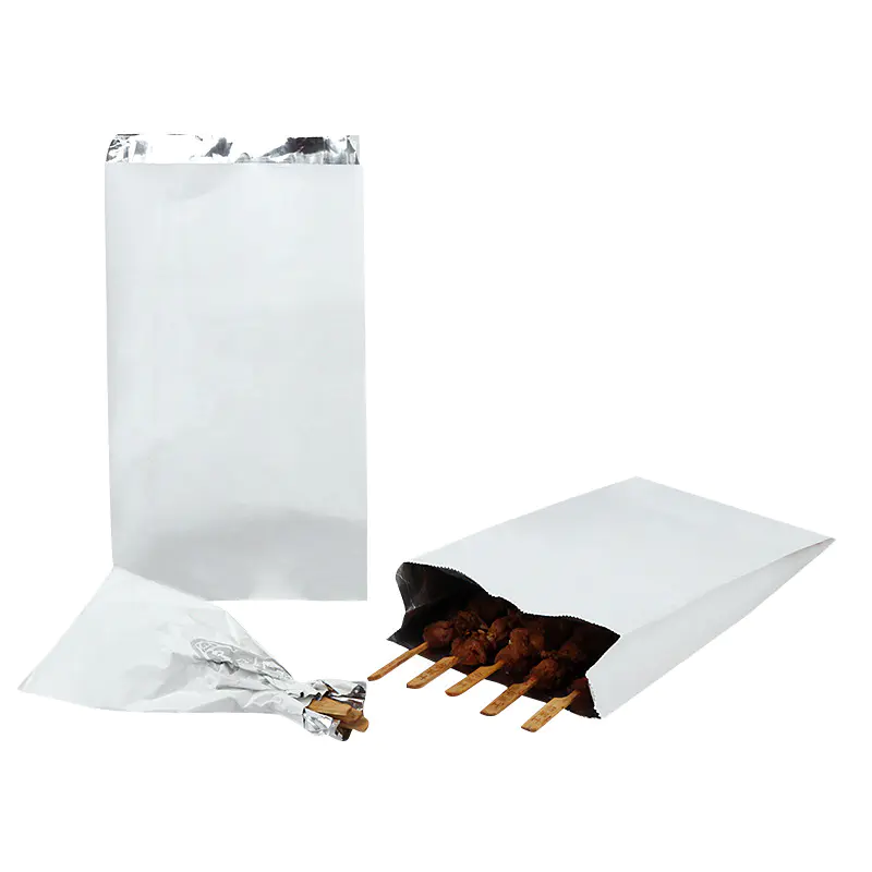 Paper bags with Aluminum Foil Lined Side Gusseted Hot Chicken Bag with Block Bottom