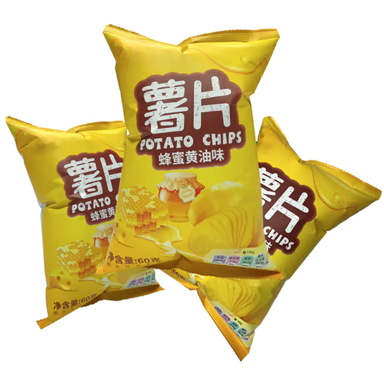 Potato Chips Packaging Bag Custom Plastic Food Heat Seal Side Gusset Bag Gravure Printing Bopp Moisture Proof Accept
