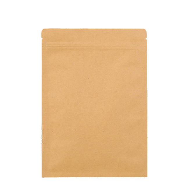 Food grade brown flat kraft paper bag with zip lock