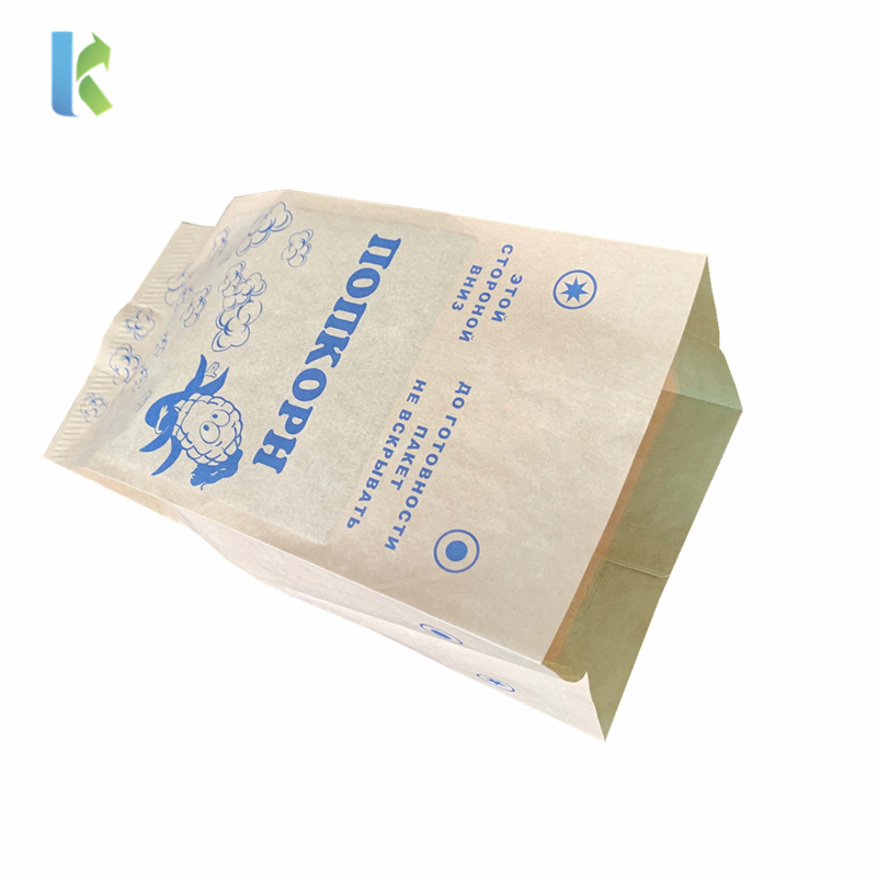 Greaseproof LargeLogo Sealable Bulk Microwave Custom Paper Bags For Popcorn Packaging