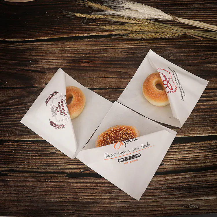 Customizedfood grade greaseproof Flat cut kebab burger bag deli food paper bag Export from China