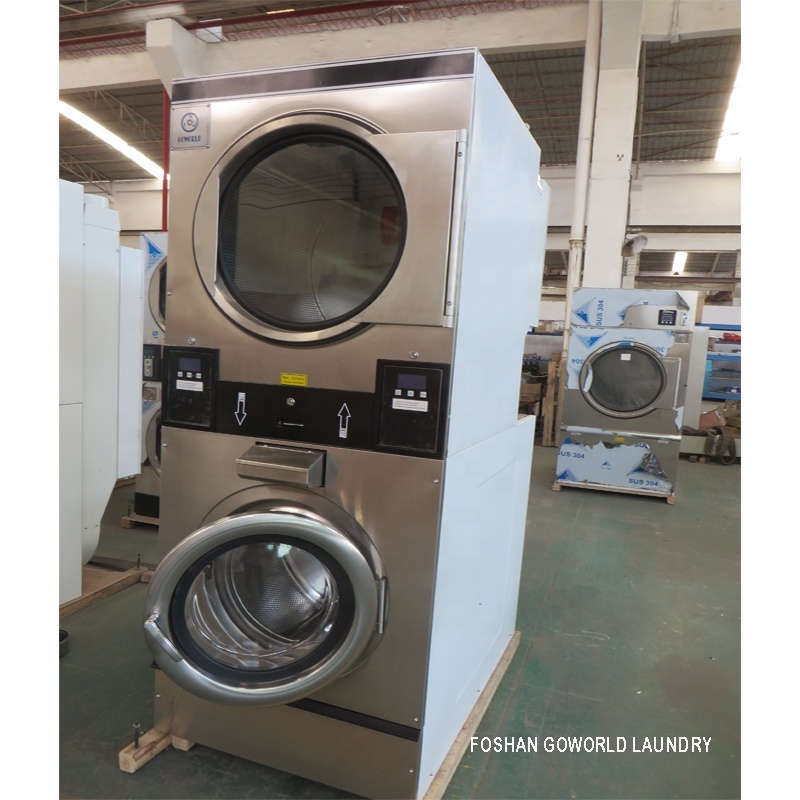 10kg electric heating commercial stack washer and drier