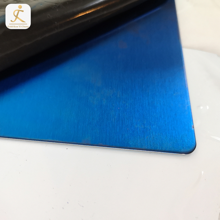 Hign End Custom 4X8 Colored Decorative Metal Ss Sheets Supplier 304 Ti Blue Hairline Finish Stainless Steel Sheet