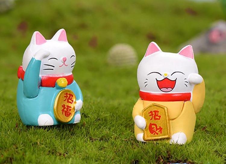 Hot Sale Mini Animal figurine decoration Small Fortune Cat garden decor