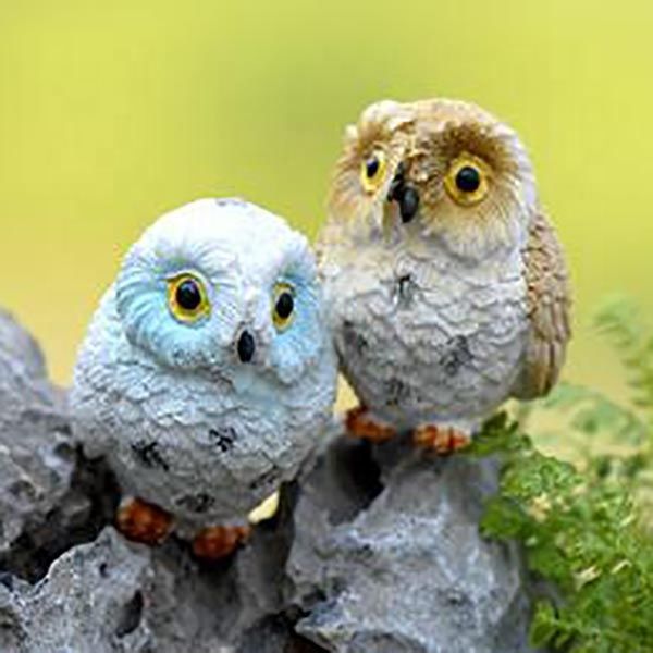 Popular miniature animal figurine resin crafts owl garden decoration
