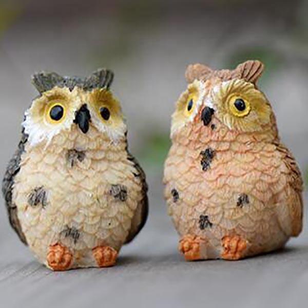 Popular miniature animal figurine resin crafts owl garden decoration