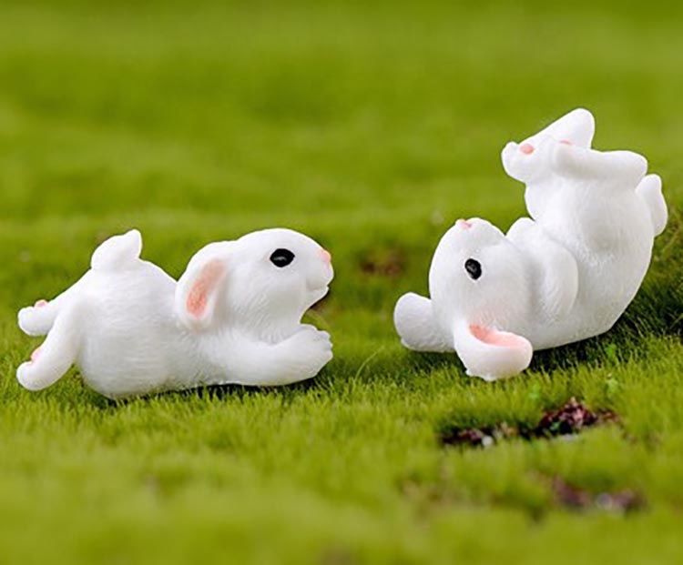 Resin Miniature Terrarium Easter Bunny Figurine Rabbit Garden Decoration