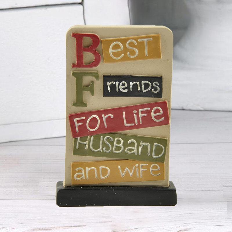 Birthday Present Best Friends for Life Husband and Wife Plaque Polyresin Souvenir