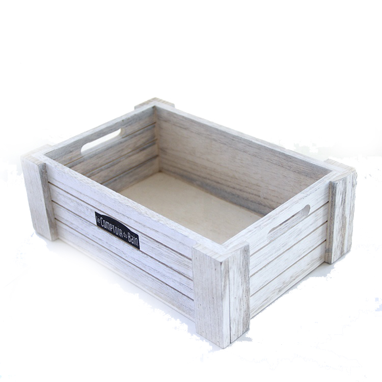 Simple useful Distressed vintage customized wooden box crate with handles