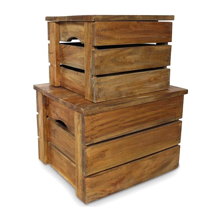 Vintage used wood crate decorative storage for wine