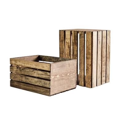 Customized rustic brown wooden nested storage crates gift box