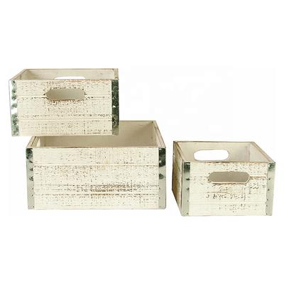 Wholesale unfinished small wooden apple crates for crafts set of 3