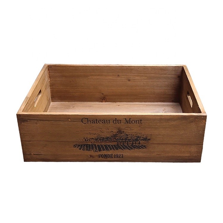 Rustic display wooden crate box made from 100% authentic pine wood