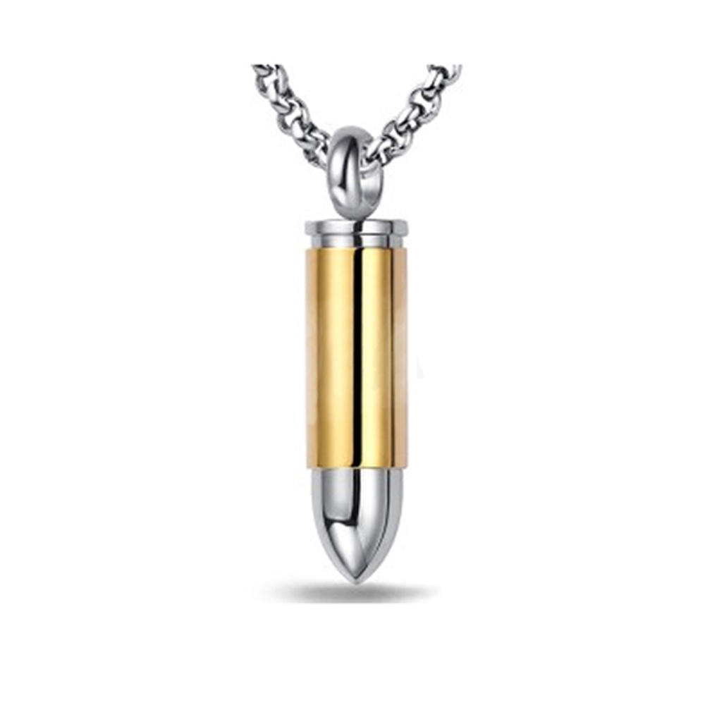 Stainless steel men fashion gold bullet pendant