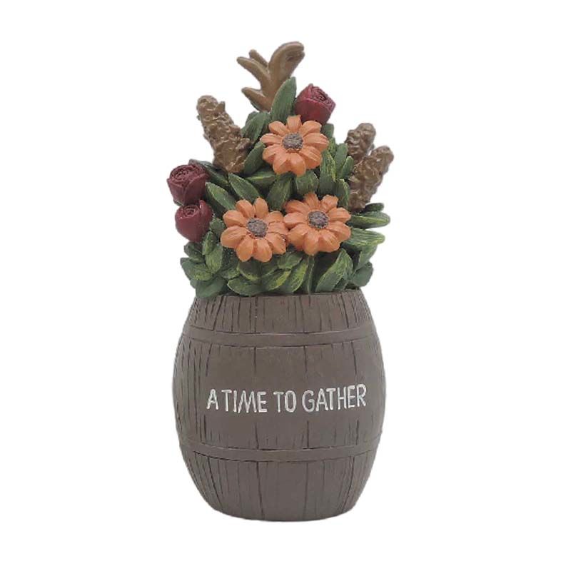 Bucket Flowerpot And Resin Flower-"A Time To Gather" Resin Succulent Flower Pot Fall Decorations For Home