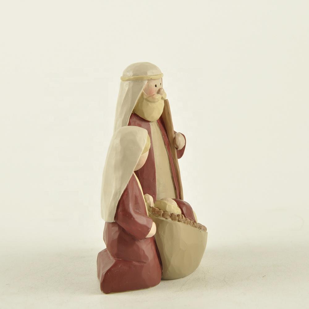 Custom 2.75 inches resin religious crafts holy family figurines small holy family statue for indoor decor