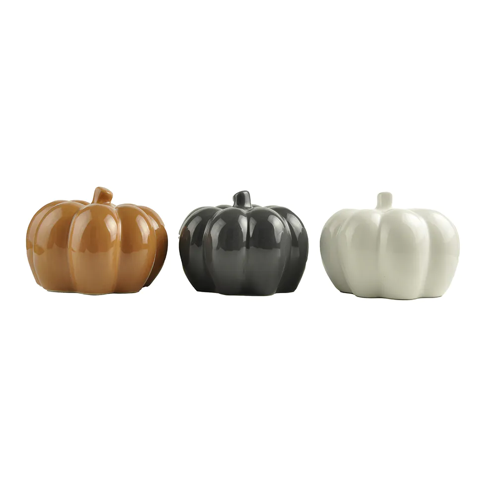 Factory Wholesale New custom design Ceramic Small Pumpkin indoor Decoration Halloween Home Decor with 3 ASST