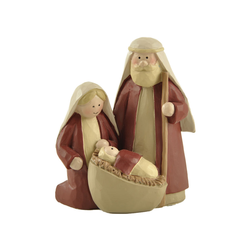 Custom 2.75 inches resin religious crafts holy family figurines small holy family statue for indoor decor