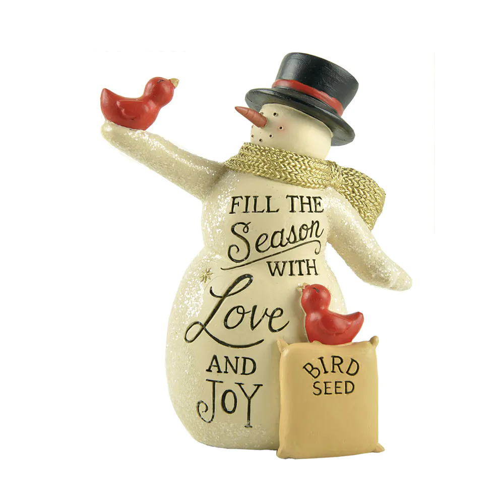 Wholesale personalized Christmas resin snowman figurine with dove holiday gifts