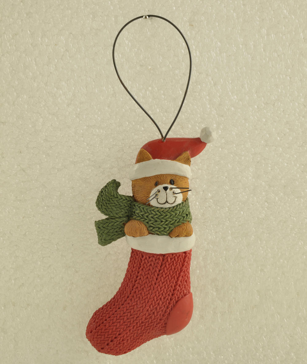 Custom handmade polyresin Xmas ornaments Christmas animal cat/dog decoration with Christmas scarves