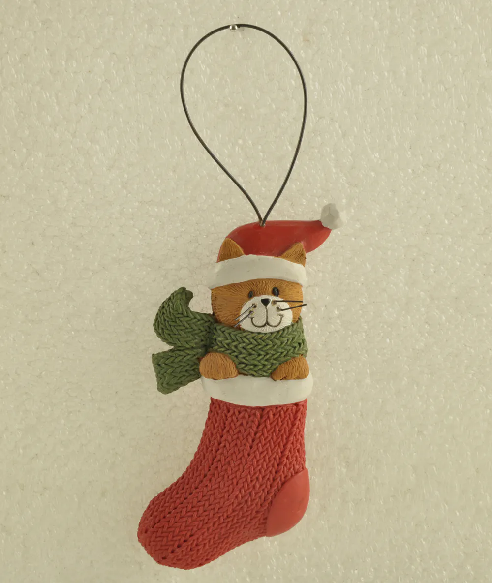 Custom handmade polyresin Xmas ornaments Christmas animal cat/dog decoration with Christmas scarves