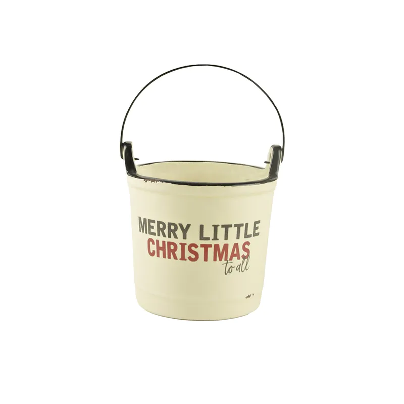 Wholesale Factory New design custom Ceramic Christmas indoor candle bucket Crock with handle decoration
