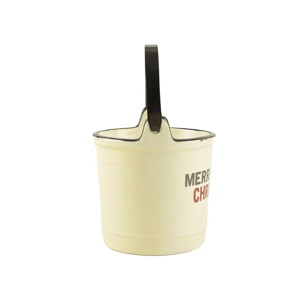 Wholesale Factory New design custom Ceramic Christmas indoor candle bucket Crock with handle decoration