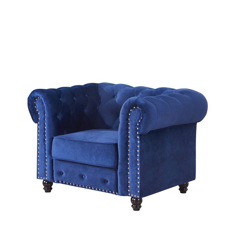 Wholesale Furniture Factory Direct Blue Velvet Chesterfield Sofa Living Room Couch Furniture