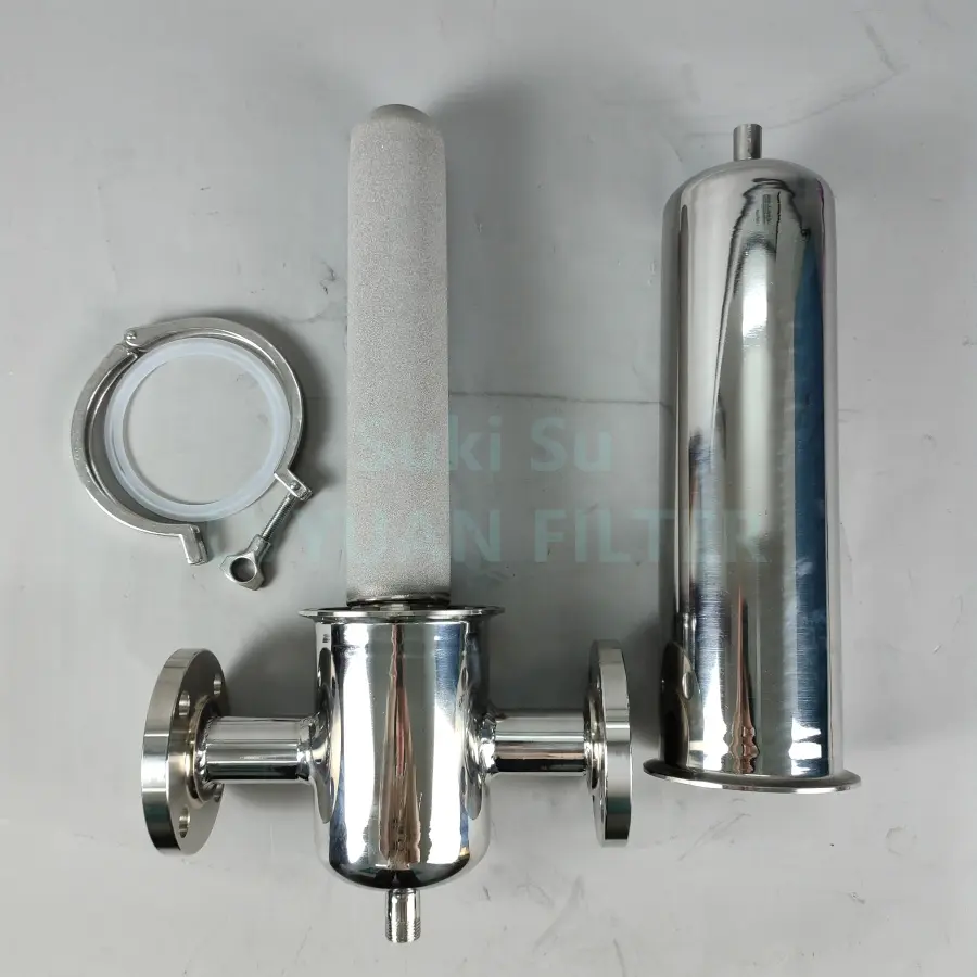 Industrial pipeline liquid treatment SS304 316 stainless steel cartridge filter housing with 20 inch single water filter element