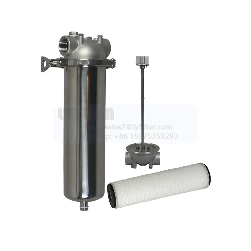 Security stainless steel SS 10 inch DOE cartridge water filter housing with pleated cartrige water filter 10 micron
