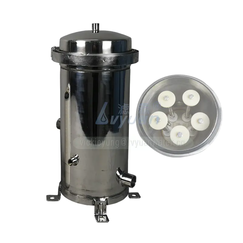 Polished design 304/316 multi SS housing 5 round filter cartridge housing for multi filter cartrige elements