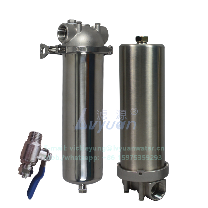 Single 50 micron filter cartridge code industrial 10 inch stainless steel liquid filter with SS housing 1/4" drain valve