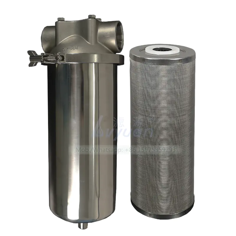 Industrial stainless steel single core 304 316L liquid filter cartridge housing with big blue SS mesh water filter 30 microns