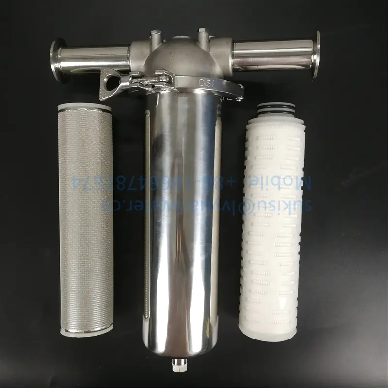 SUS316L SS304 Tri-clamp sealing Stainless steel Single Round Cartridge filter Vessel