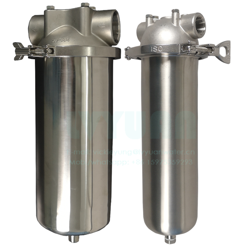Single round 10" 20" SS filter bottle industrial SS304 316L filter housing with 5 micron cartridge water filter PP membrane