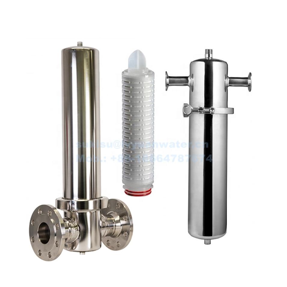 High pressure Industrial 0.1/0.2 micron stainless Steel Sterile Compressed Pipeline Air Filter with housing tank