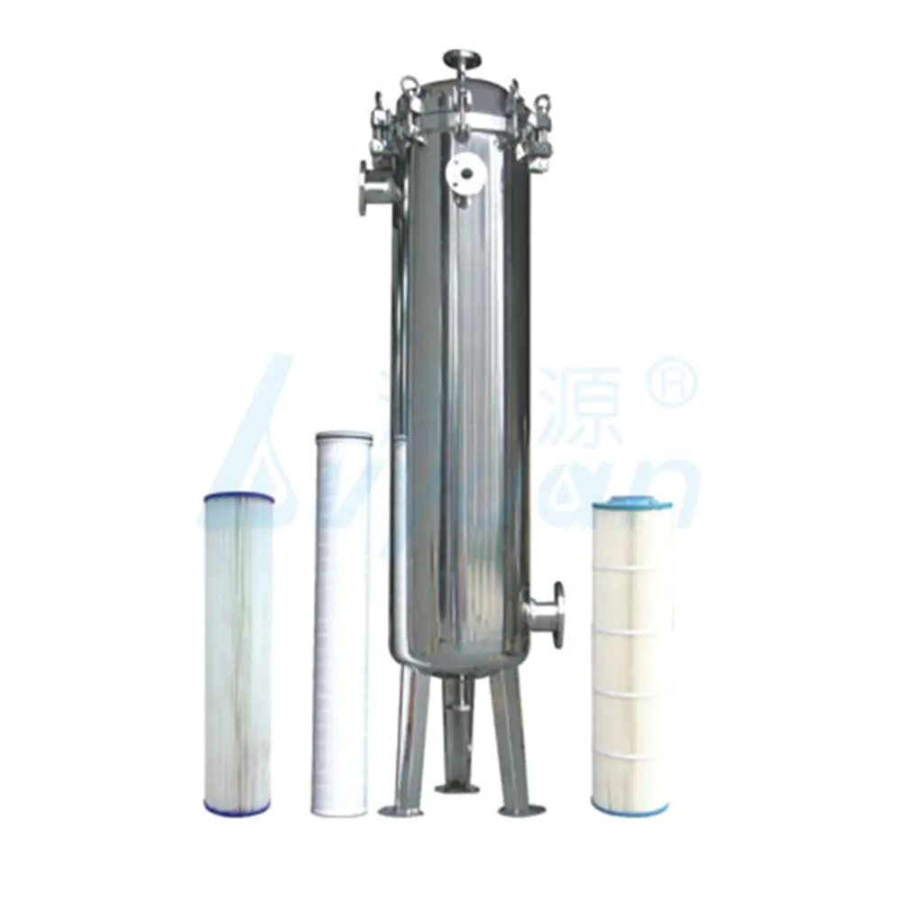 High flow water filter stainless steel housing with 20 40 60 inch high flow pleated cartridge filter 6''