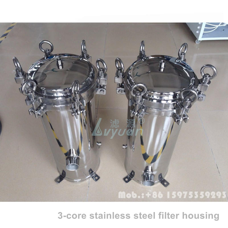 Stainless steel 10 inch security cartridge filter stainless steel 5 core 10 cartridge filter housing with spun/string PP filter