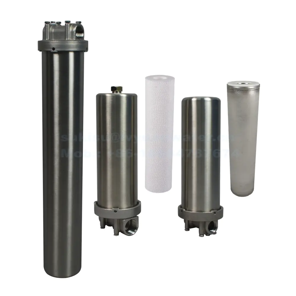 Industrial oil filter liquid filter SUS 10/20/30/40 inch 304 316L stainless steel water treatment filter housing