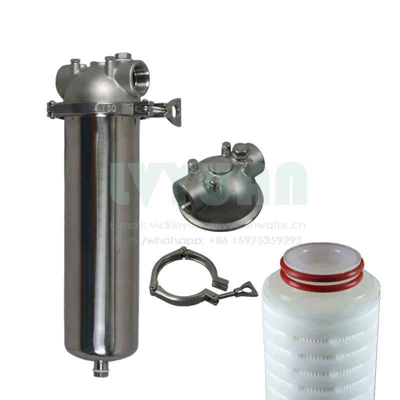 Single filter 10/20/30/40 inch SS 304 316 stainless steel water cartridge filter housing with clamp connection
