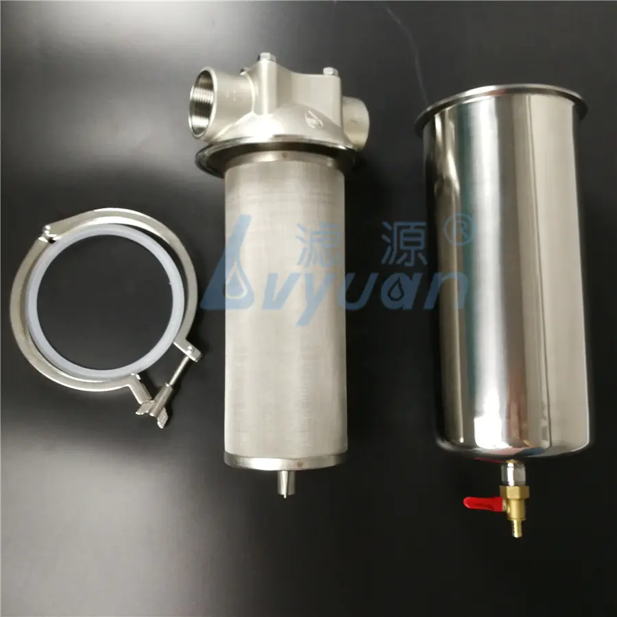 Industrial pipeline liquid treatment SS304 316 stainless steel cartridge filter housing with 20 inch single water filter element