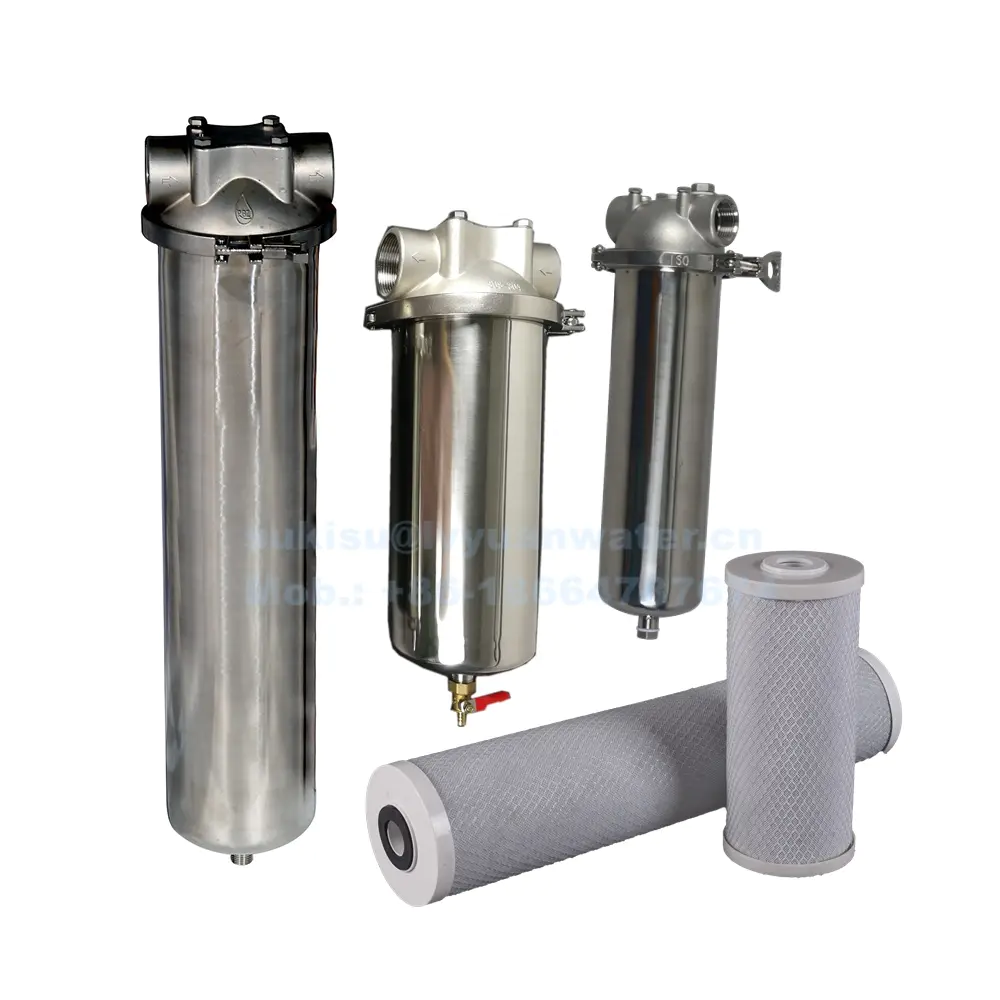 Industrial oil filter liquid filter SUS 10/20/30/40 inch 304 316L stainless steel water treatment filter housing